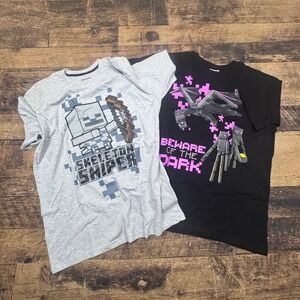 Minecraft Boys T Shirt 2 Pack Size 18 20 Skeleton Sniper Enderman Graphic Tee